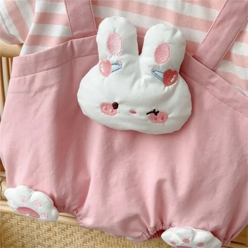 2024 Baby Girls Cute 3D Rabbit Summer Clothing Rompers Toddlers Kids Casual Birthday Body Clothes Romper Wear