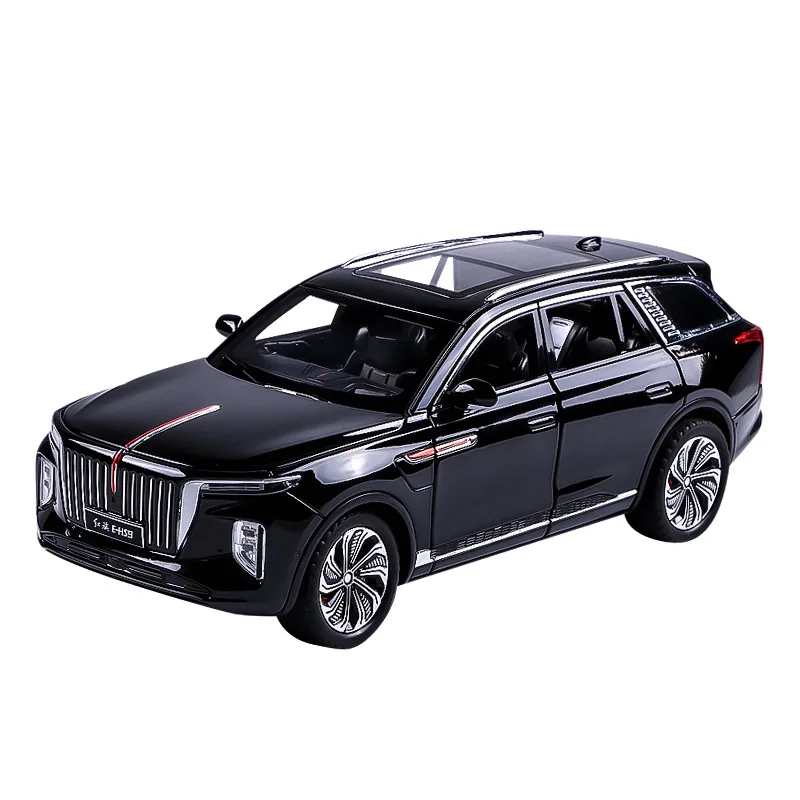 1/24 HONGQI E-HS9 SUV Alloy New Energy Car Model Diecast Metal Toy Vehicles Car Model High Simulation Sound and Light Gifts