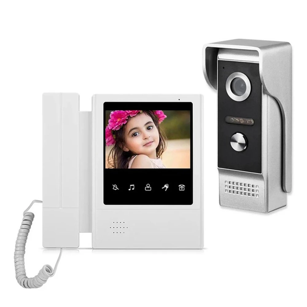 Video Doorbell Intercom System for Home 4.3 Inch Screen Video Door Phone Handheld Dual-Way Intercom Night-vision