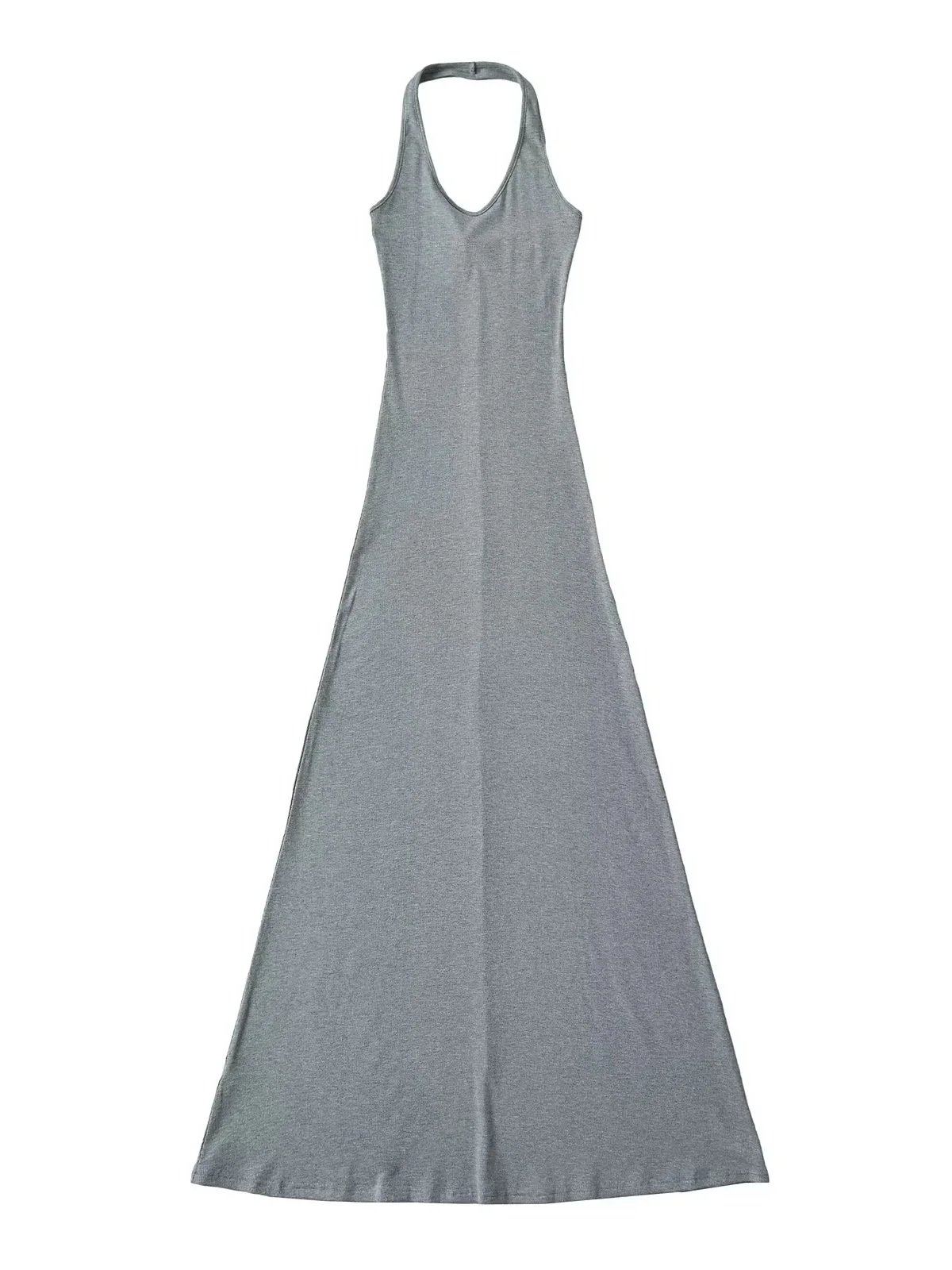 Sexy Pure Desire Hanging Neck Long Dress Women's 2024 Summer New Style Large Backless U-neck Solid Sling Long Dress C633