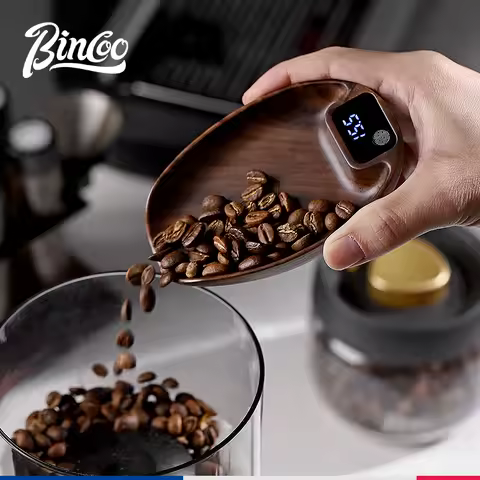 Bincoo Intelligent Electronic Scale Coffee Bean Weighing Plate Concentrated Coffee High Precision Measurement 0.1g Walnut Wood