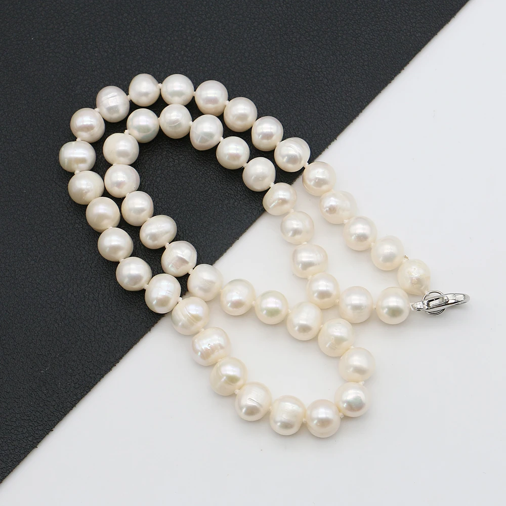 

Natural Baroque Twisted Round Pearl Necklace with Copper Clasp Beaded Straight-hole Accessory Fashionable Women's Jewelry Gift