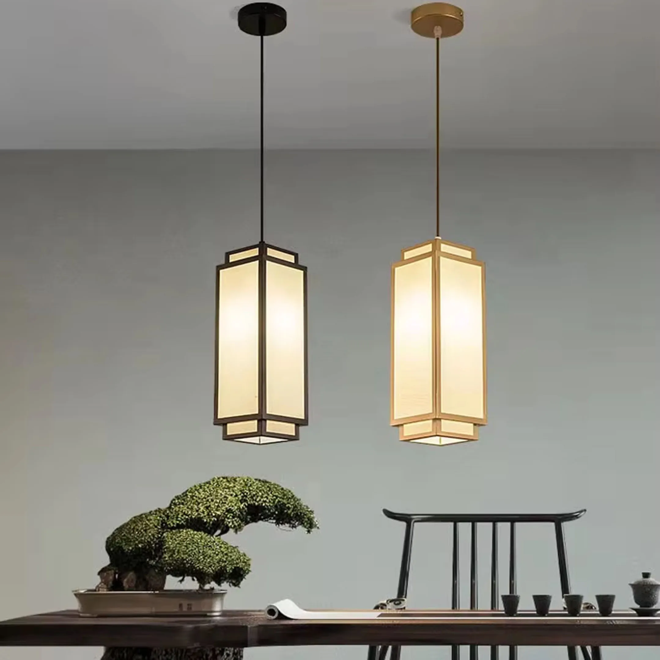 New Chinese Pendant Lights for Living Room Dining Room Aisle Entrance Fabric Light Fixtures for Celling Chandelier Modernlightin