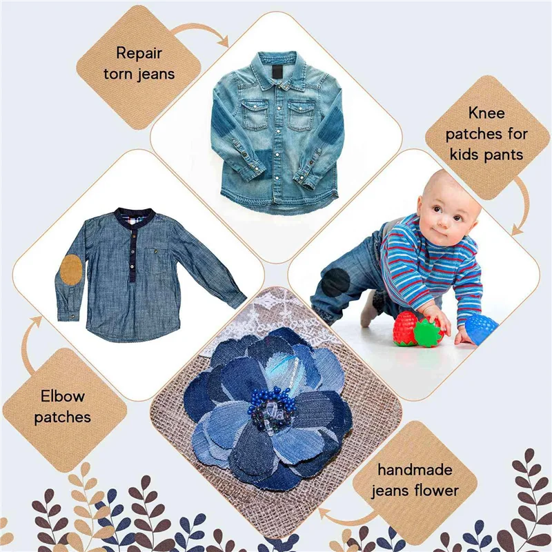 

【Любимые люди】30 шт. ткань для ремонта утюга 4,92 х 11 дюймов, патчи для одежды, ремонтный комплект для ремонта брюк Pocke