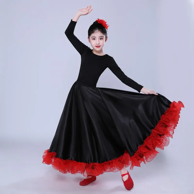 Vestido de baile clásico para niña, falda de baile moderna de 360/540/720 grados, faldas grandes con vuelo para chico, disfraz de escenario actuación de Flamenco español