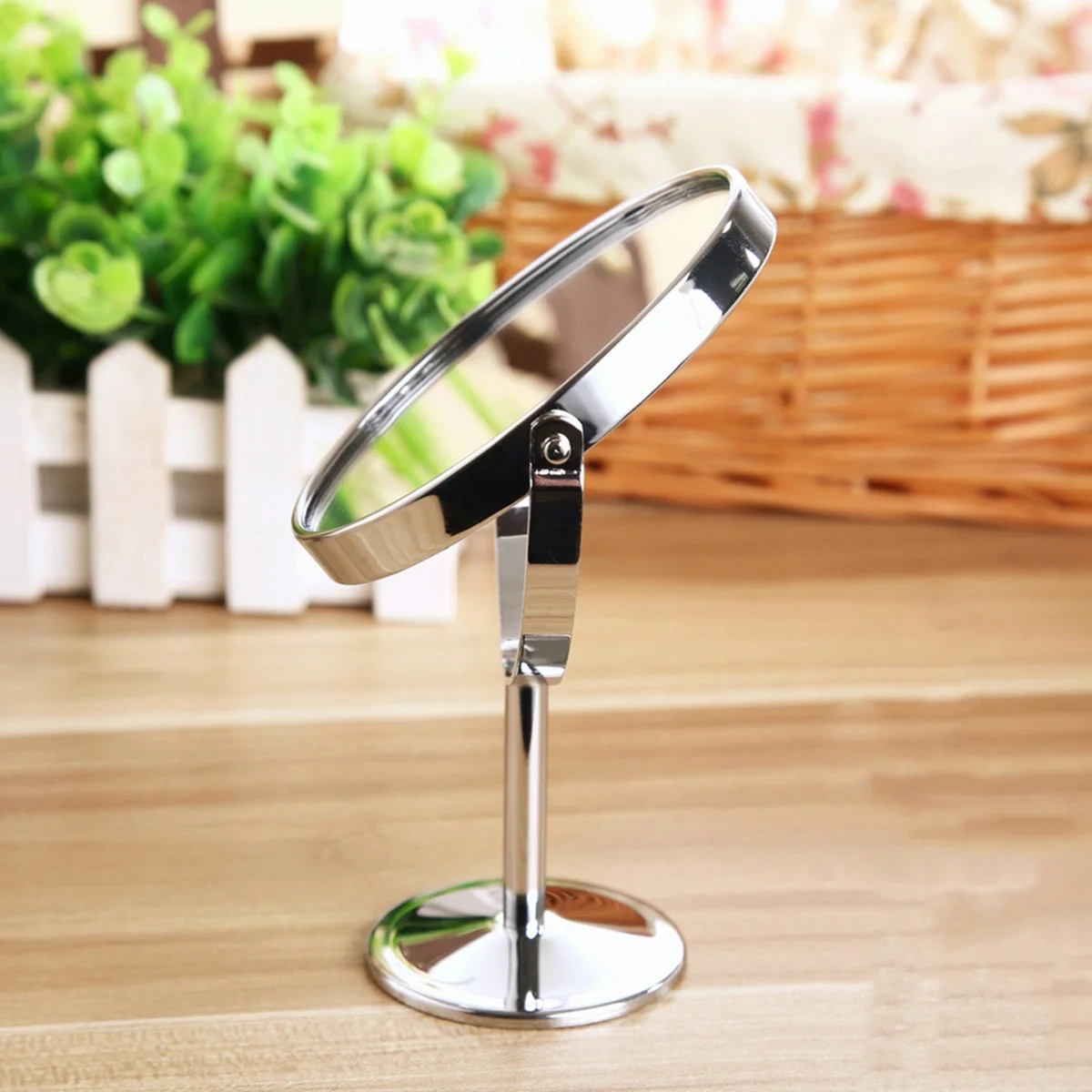 

Circular Makeup Mirror Circle with Stand Double Side Desk Magnifier Small Table Round Magnifying Countertop Vanity Mirrors