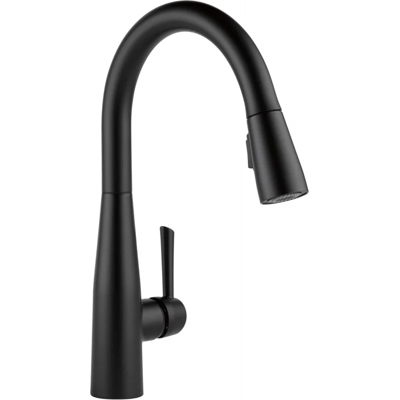 Matte Black Pull Down Kitchen Faucet – Modern Single Hole, Single Handle, Sink Sprayer, Brushed