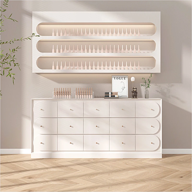 Interior Design Multi-layer Nail Spa Display Showcase Cosmetics Display Shelf Decoration Store Beauty Salon Display Cabinet