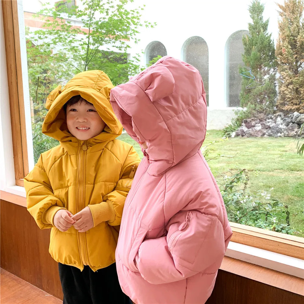 Korean children\'s clothing 2023 winter clothing  cotton jackets Korean  cartoon teddy bear cotton jacket  boys winter jacket