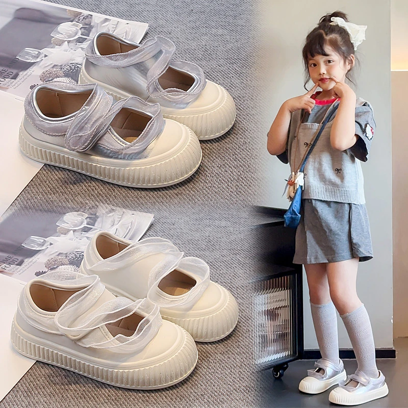 

Girls Casual Shoes Sweet Lace Children Flats Versatile Fashion 2025 Spring Autumn Kids Skate Shoes Soft Bottom Princess Style