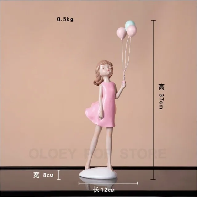 

Nordic Holding Balloon Girl Artware Character Sculpture Modern Abstract Resin Statue Figurine Room Craft Home Decor Accessories