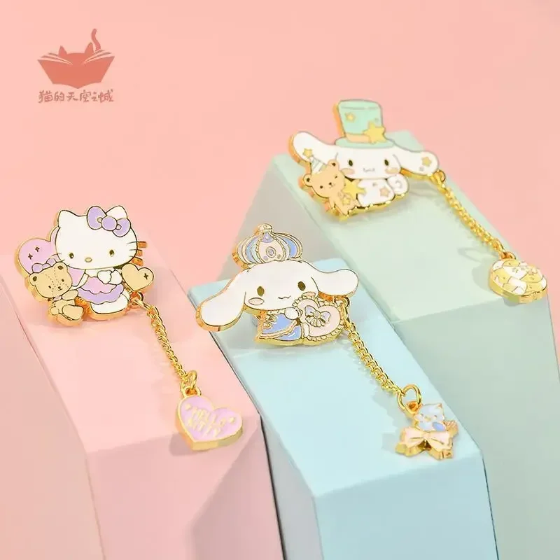 Hello Kitty Anime Kawaii Sanrio Fashion Metal Chain spilla Cute Cinnamoroll My Melody Bag accessori decorazione regali per bambini