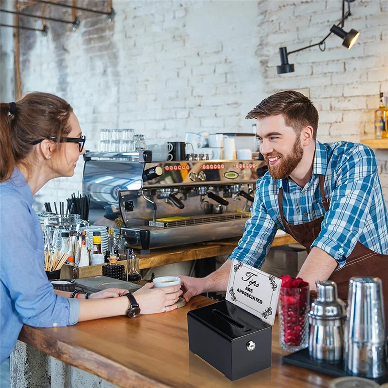 SQPP-Donation Box With Lock - Acrylic Suggestion Box With Slot, Ballot Lock Box With Sign Holder For Raffle, Voting