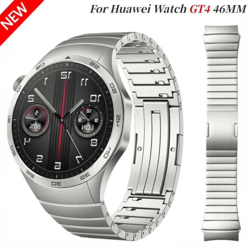 Correa de Metal sin huecos para Huawei Watch GT4, pulsera oficial de acero inoxidable de 46mm, pulsera de liberación rápida, Huawei Watch GT5 de 46mm