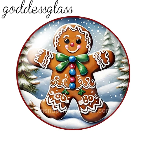 New Gingerbread man Merry Christmas Cute 10pcs 12mm/18mm/20mm/25mm Round photo glass cabochon demo flat back Making findings
