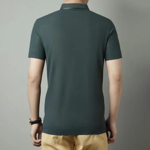 Imagen 2 del producto Nueva camisa Polo para hombre, camiseta sin costuras de lujo de primera calidad, tela fresca, informal de negocios, Golf, ajustada, con cuello de blusa