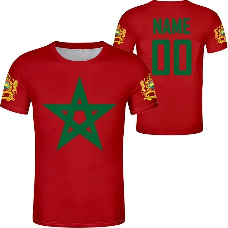 Customized 3d Morocco Name And Number T-shirt Men Women Mor Nation Flag Football Clothing Free Gifts