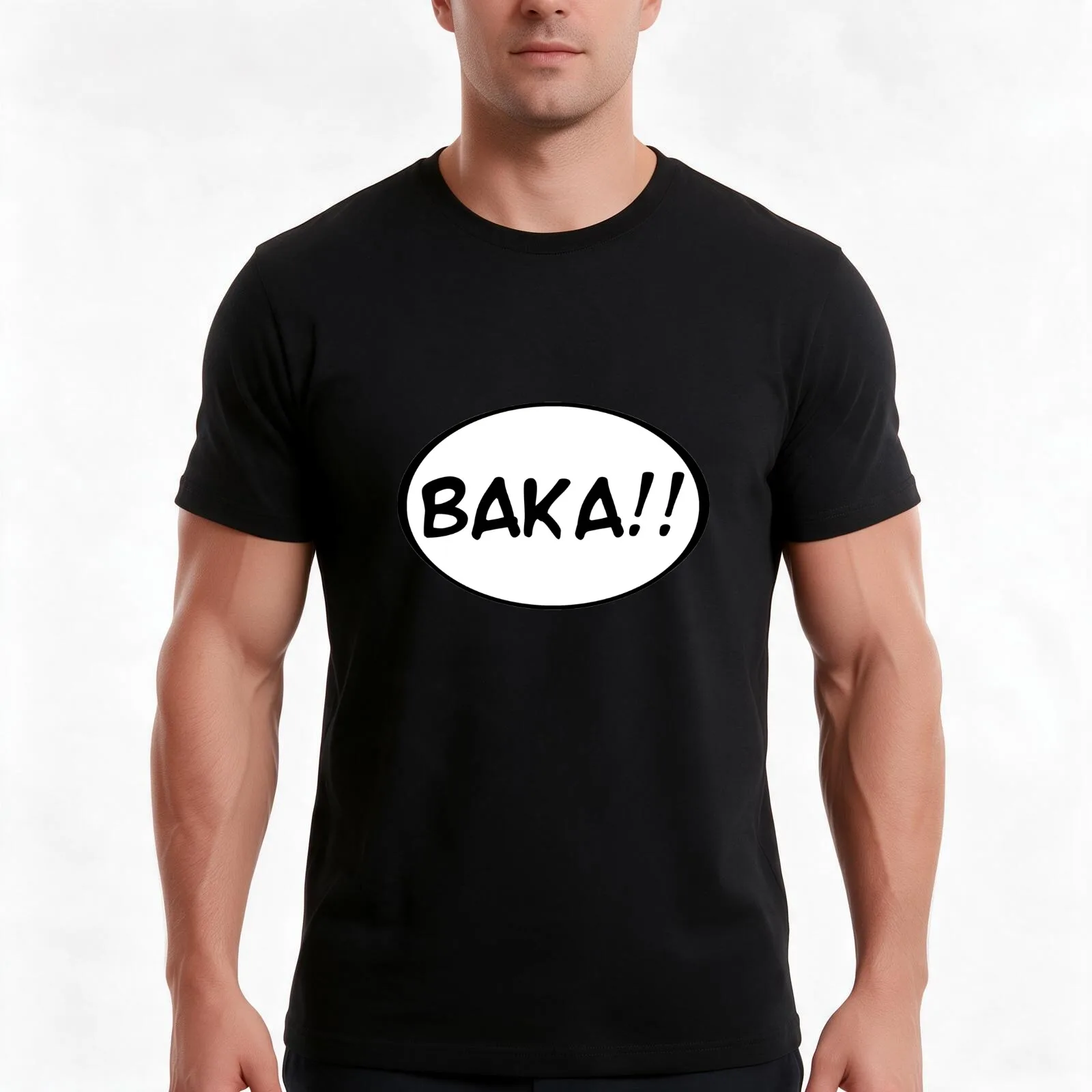 Baka!! T-Shirt Summer Casual Cotton Tee Oversized Streetwear Tops Vintage Graphic Print Loose Fit Short Sleeve 100% Cotton