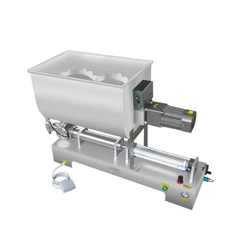 

Horizontal stirring and heating paste granular sauce automatic filling machine