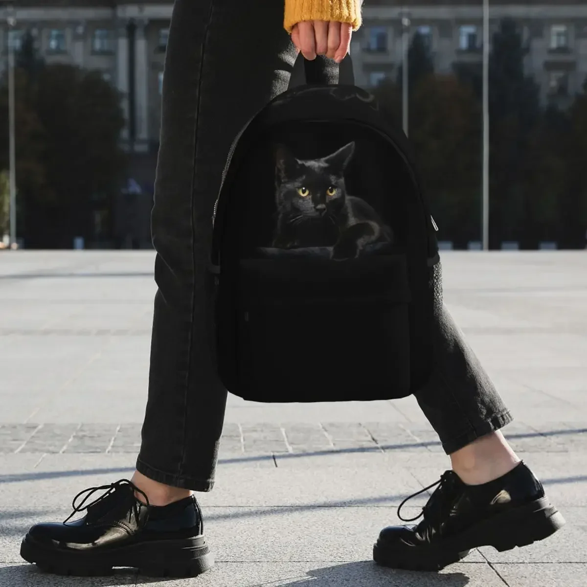 حقائب ظهر على شكل قطة سوداء للمراهقين حقيبة كتب كاجوال للطلاب حقائب مدرسية حقيبة كتف للسفر بسعة كبيرة #6