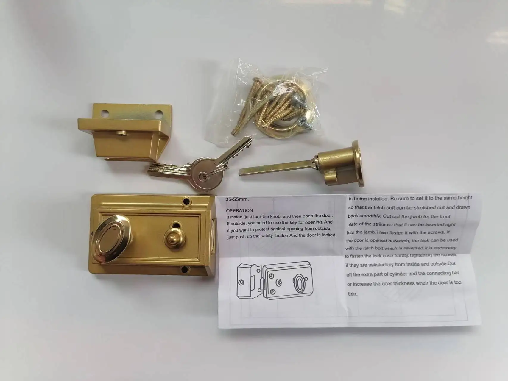 Vintage mechanical lock, tiger lock, exterior anti-theft door lock, household retro door aluminum alloy door lock