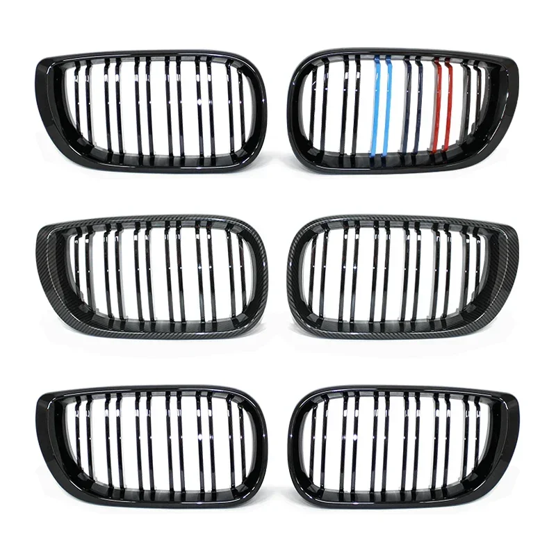 Calandre de voiture pare-chocs avant 2 lignes de lattes noir brillant gril de course pour BMW E46 coupé Cabrio 325Ci 330Ci LCI 2 portes 2003-2006