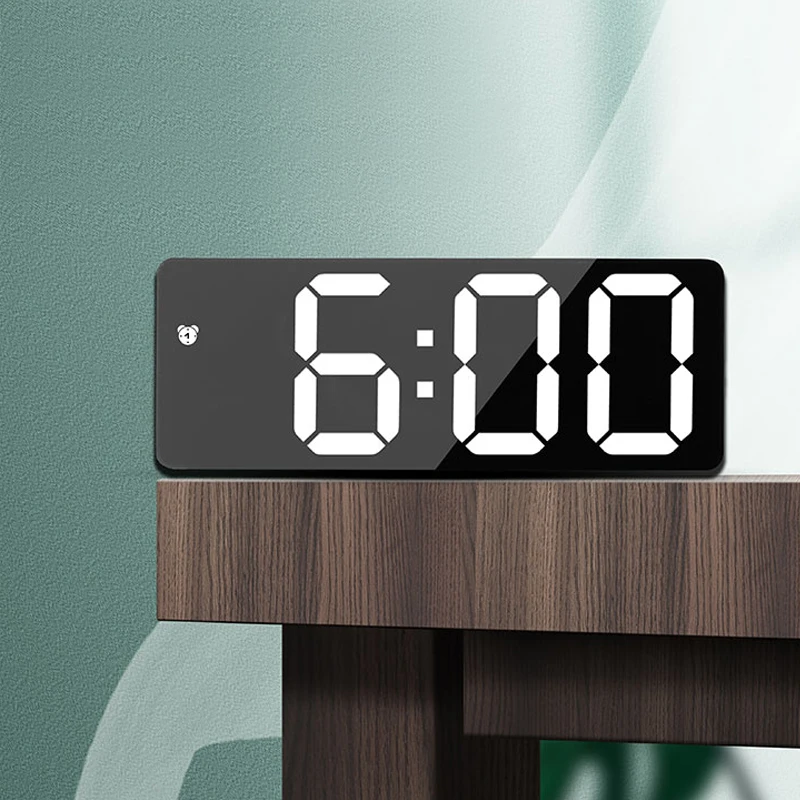 Mirror/Acrylic Alarm Clock LED Digital Clock Voice Control Snooze Time Temperature Display Night Mode Reloj Despertador Digital