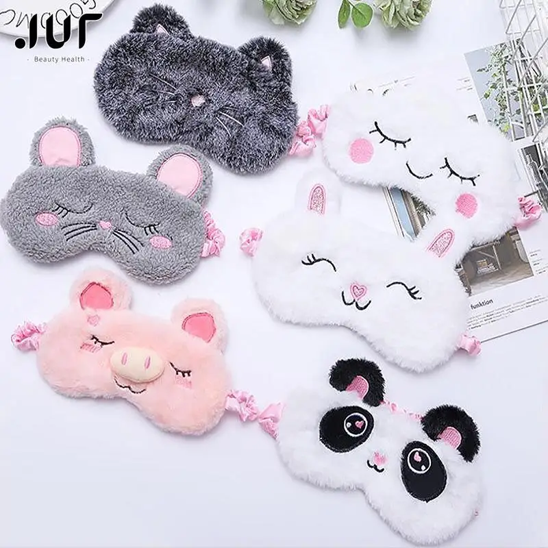 1pc Sleeping Mask Sleeping Blindfold Soft Plush Eye Masks Cute Cat Eye Cover Plush Mask Eyepatch Nap Health Eye Cover