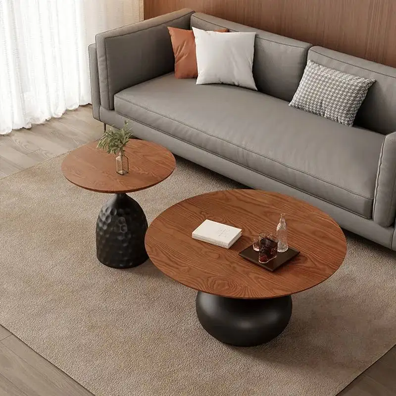 Earring Room Retro Side Round Aesthetic Clear Coffee Study Table Table Living Solid Replica Wood Mesa Auxiliar Patio Furniture