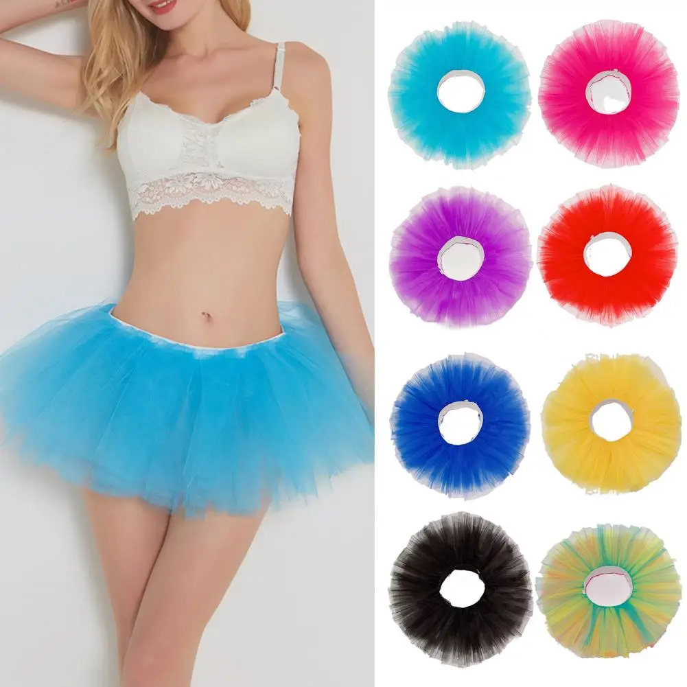 

Women Mesh Mini Skirt 5 Layers Tulle Princess Skirts Adult Female Short Gauze Pettiskirt Women Skirt for Beach Festival Dance