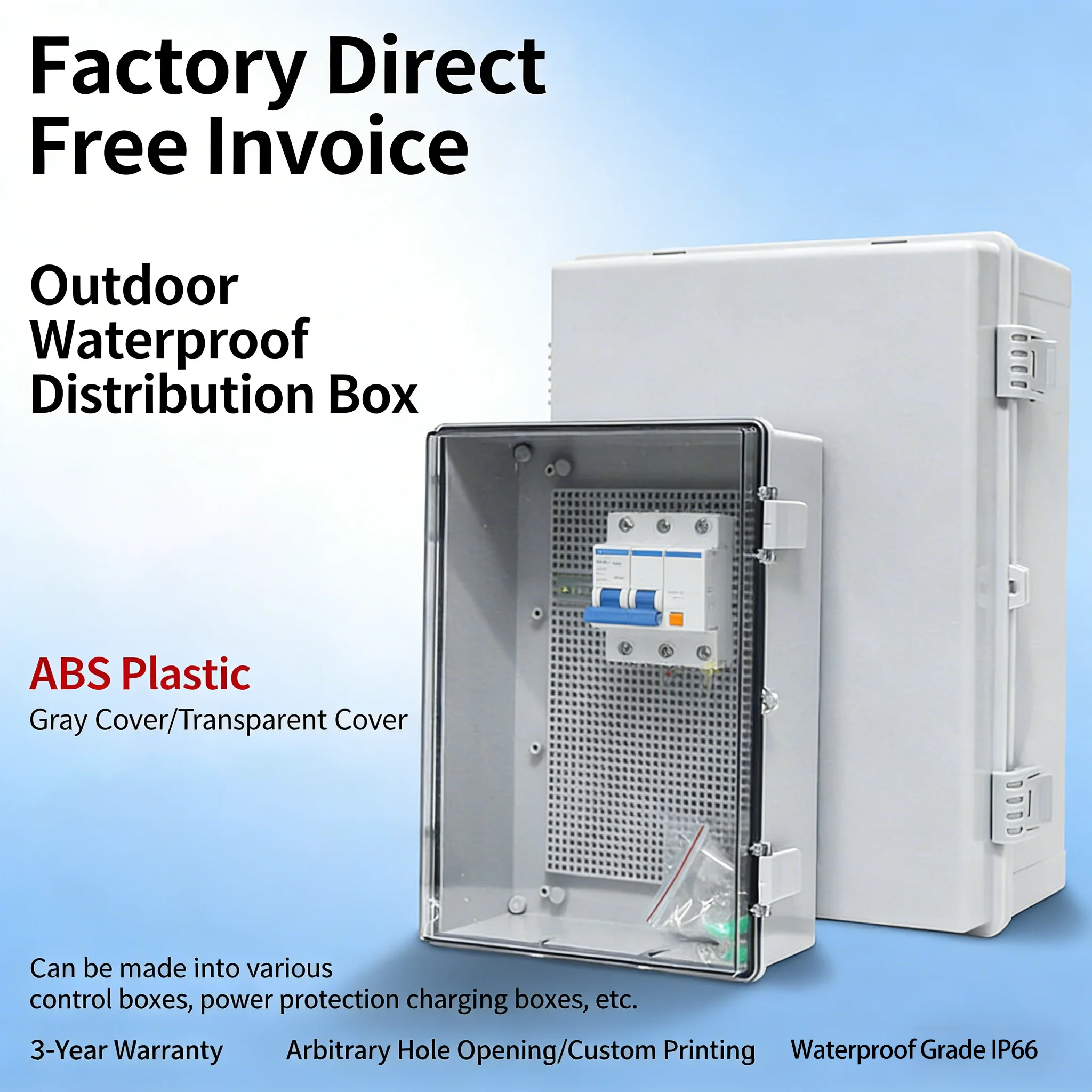 IP66 Electrical Plastic Enclosure  ABS Power Junction Box Outdoor Waterproof Distribution Box for Electric Instrument Project