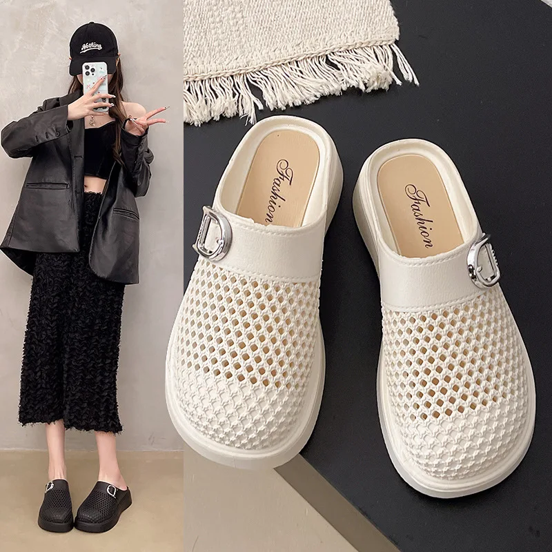 

Удобные мягкие повседневные женские сандалии в стиле ретро, летняя уличная одежда, новые туфли без шнуровки на каблуке с открытым носком