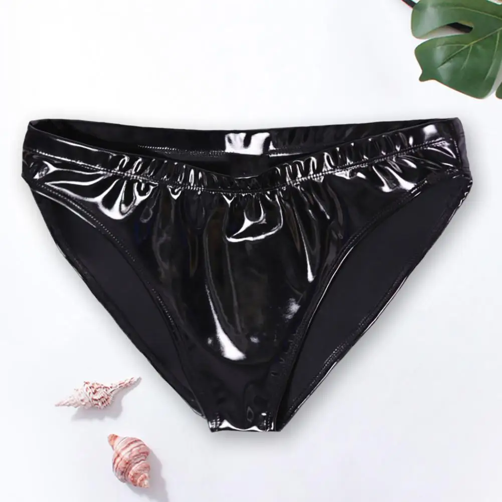 Women Panties Glossy Surface Triangle Shape Lady Briefs Elastic Waist Honeymoon Underwear Bright Mirror Paint Women Underpants