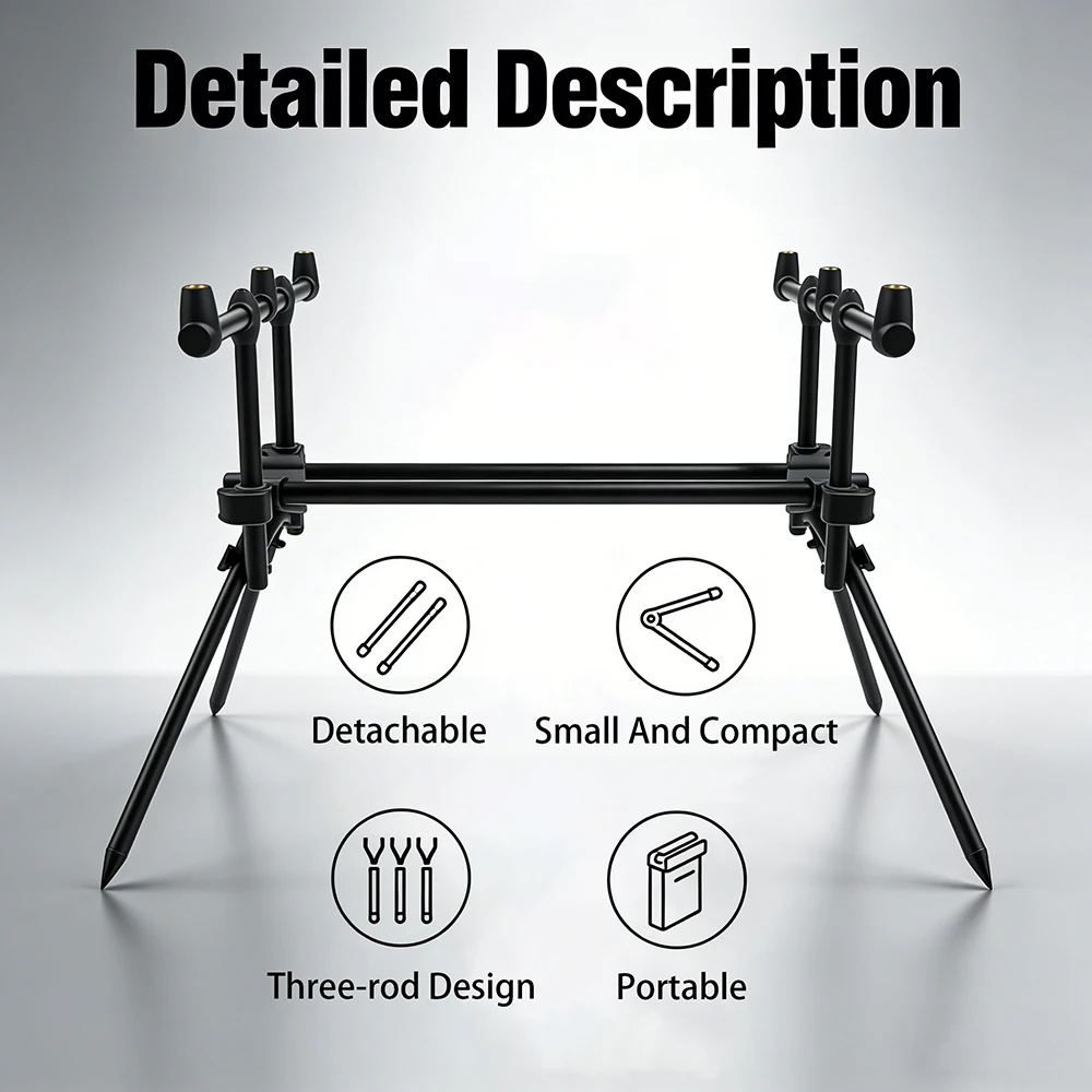 Soporte de Cañas Plegable JSFUN – Trípode ajustable para orilla - imagen 3