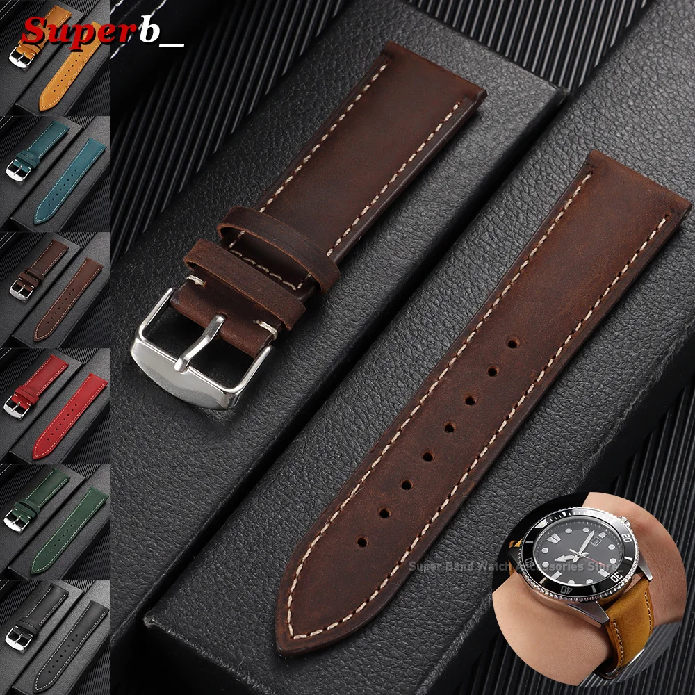 Vintage Collectible Watches - 20mm 22mm Watchband Genuine Calfskin Watch