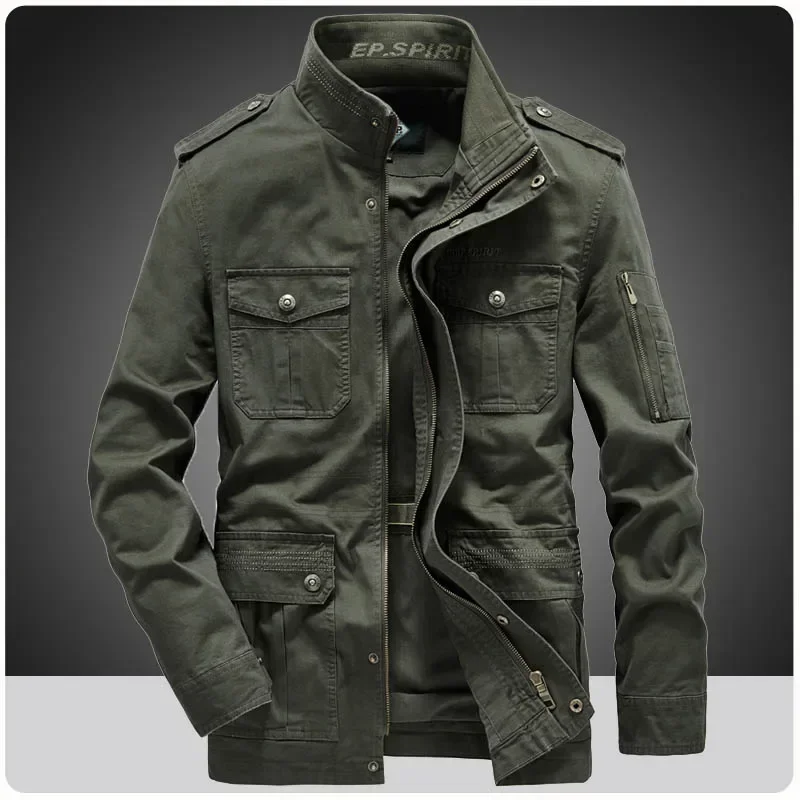 Winter Jacket Men Pure Cotton Windbreaker Bomber Coats Military Mult-pockets Cargo Jackets Casual Business Jackets Men Clothing