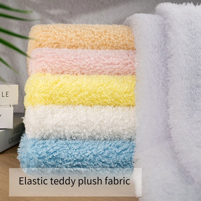 

Эластичная плюшевая ткань Тедди на метр для шарфа, кукольной одежды, костюмов, украшения, шитье своими руками, текстильная ткань, пушистая, мягкая, теплая, однотонная