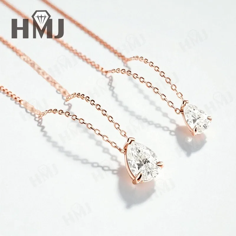 Moissanit-Halskette mit 1/2/3/4 Karat D-Farbe Birnenförmiger Moissanit S925 Vergoldete Kette in Weiß, Gelb oder Roségold für Damen, Verlobung, Alltag und Charme – Detail 18