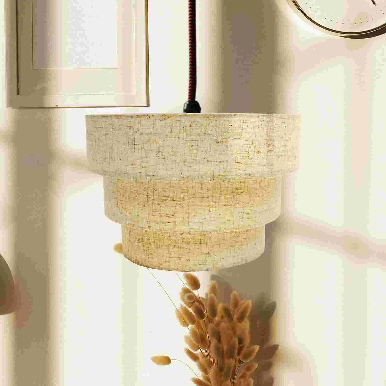 Three Layer Fabric Lampshade Chandelier Modern Extra Large Lampshades Pendant Metal Drum