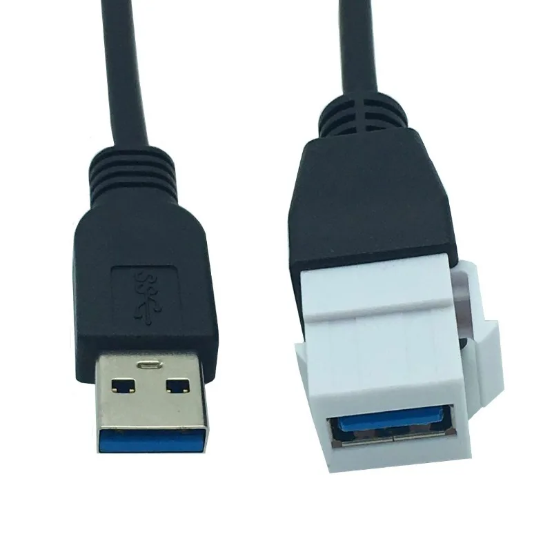 Cabeza hembra USB3.0 con panel de hebilla cable hembra enchufe de pared USB cable de panel en línea USB3.0 con toma de cable