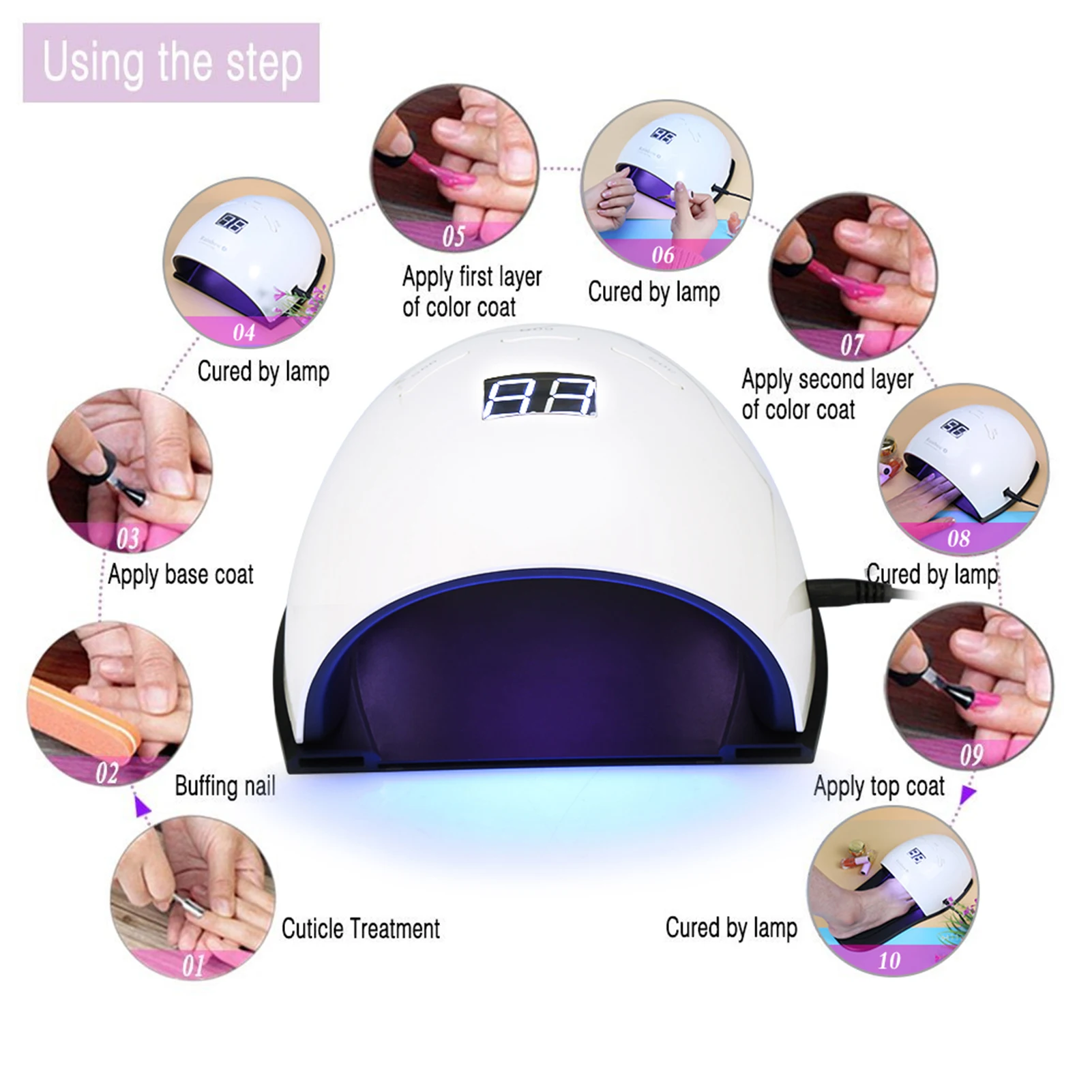 Smart Sensor LED Digital Display UVLED Nail Lamp Nail Dryer for Nail Gel Polish Curing with Smart Sensor Manicure Pedicure Tool