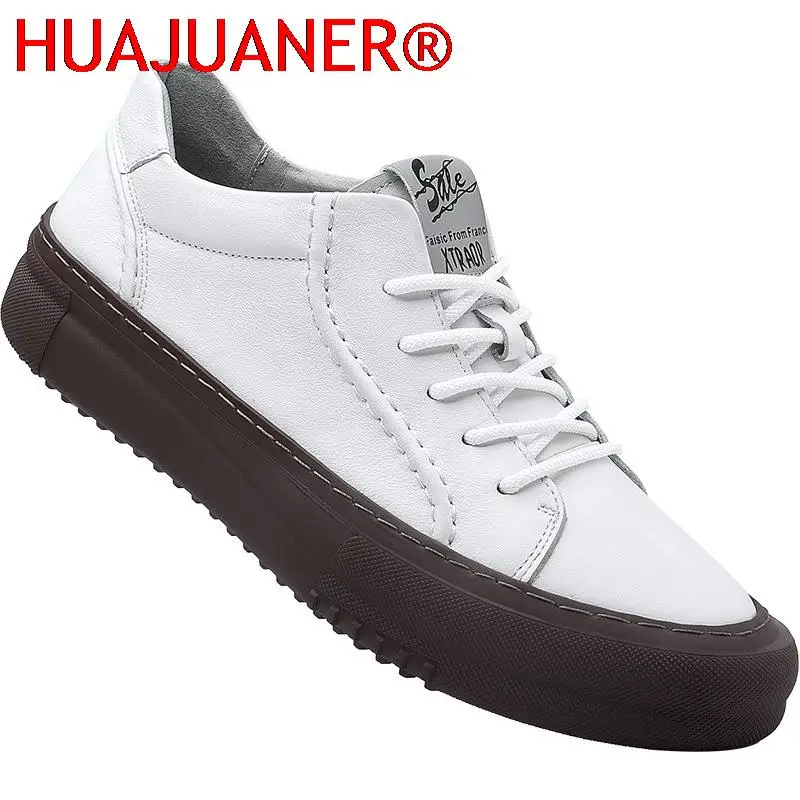 Spring Autumn Men's Shoes Casual Leather Male Sneakers Outdoor Walking Fashion Shoes Comfy Basic Boots Soft Mens Vulcanize Shoes