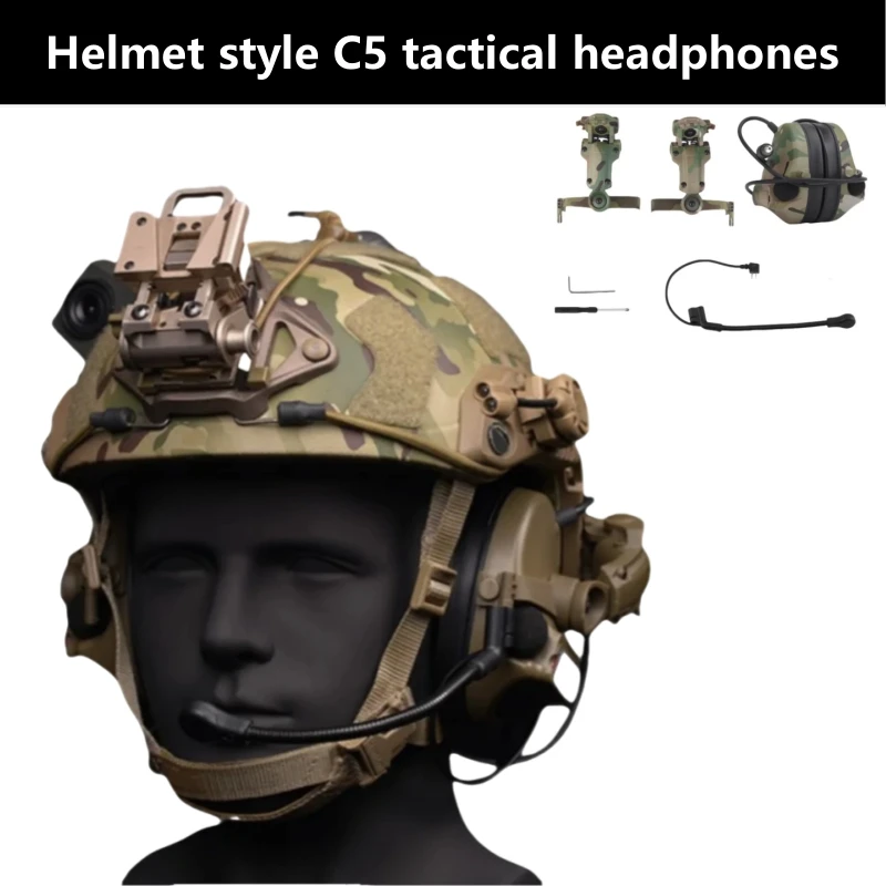 

C5 headphone helmet model, pickup noise reduction communication intercom, left and right microphones suitable for hunting