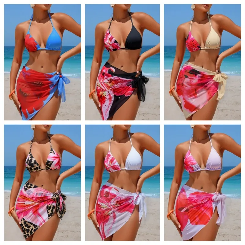 Swimming Suit for Women Bikini New Fashionable and Sexy European and American Leopard Print Three Piece Vacation Swimsuit