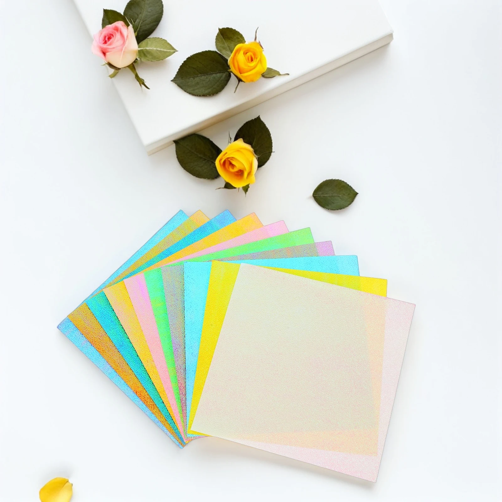 50 pezzi di carta pieghevole glitterata fogli iridescenti luminosi per artigianato creativo fai da te progetti scolastici carta origami lucida 15 cm 10 colori