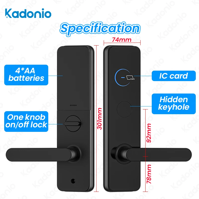 Kadonio-cerrojo eléctrico portátil e inalámbrico, cerraduras de puerta con Sensor Rfid inteligente, TTLock con tarjeta para hoteles, precio barato