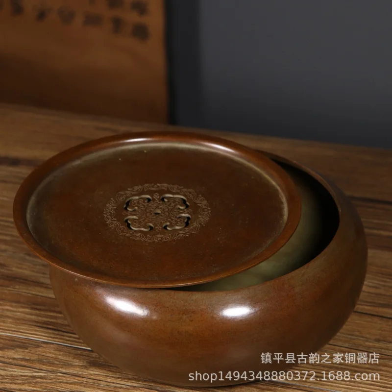 Tea Tray Teapot Holder Antique Pure Hand Warmer Purple Copper Five Blessings Incense Burner Home Indoor Incen