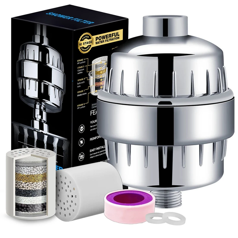 15-20 Stages High Output Shower Water Filter Remove Heavy Metals Chlorine Fluoride Filtered Soften Hard Water Shower Head