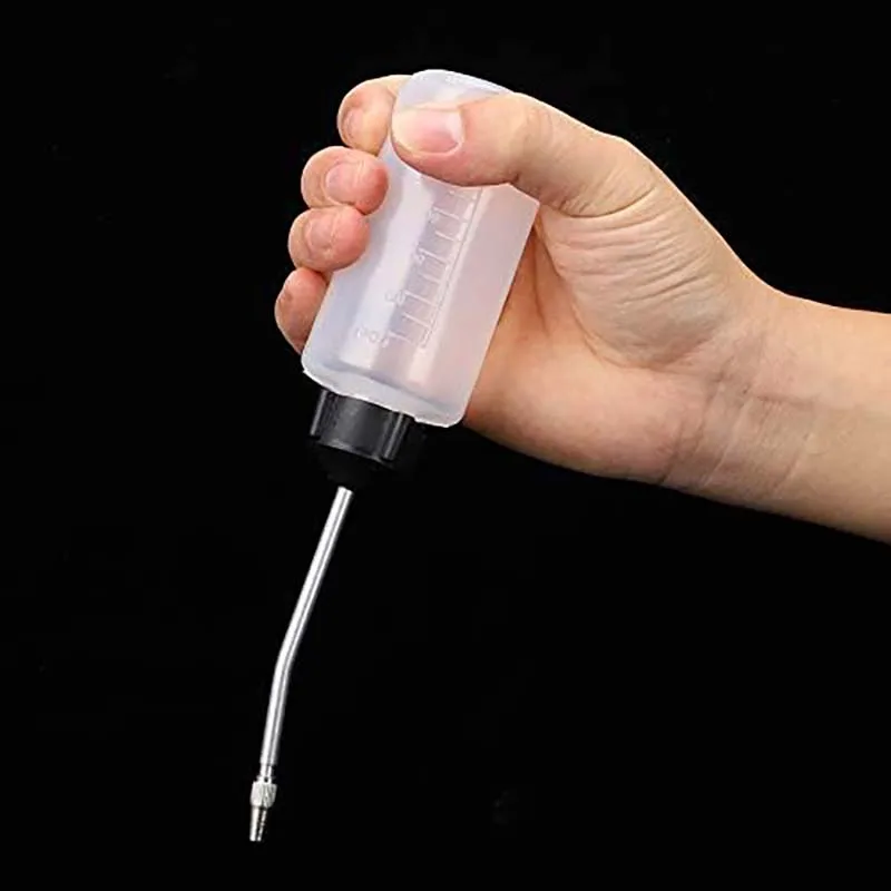 Sewing Machine Oiler Oil Dispenser with Long Angled Spout Screw on Cap Extended Spout oil Bottle for DIY Craft, 120ml Leak Proof