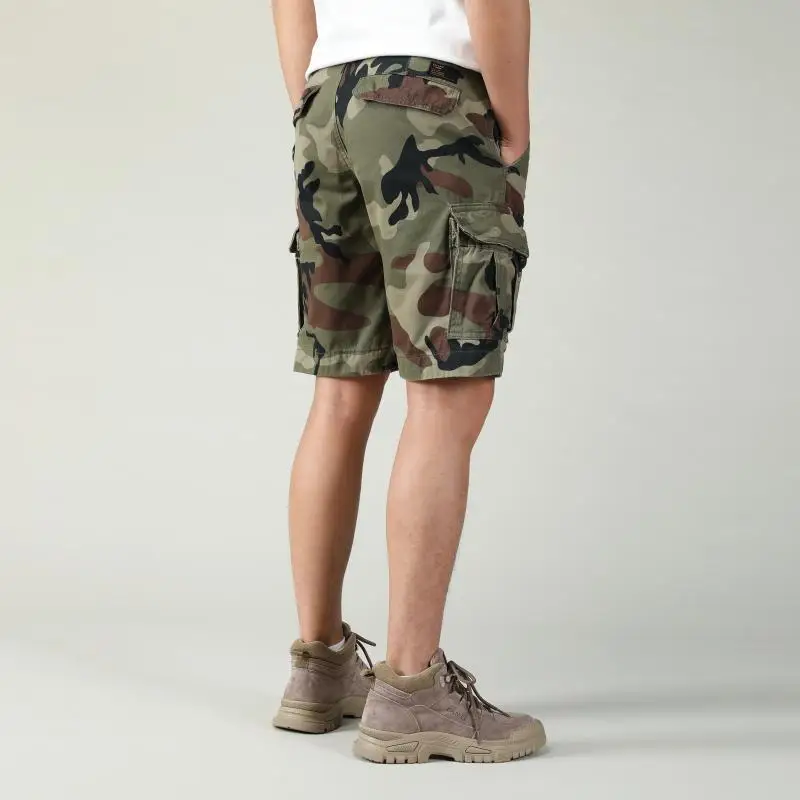 Summer New Men's Cargo Shorts Fashion Multi Pockets Knee Length Casual Pants Tactical Camouflage Shorts Beach Shorts